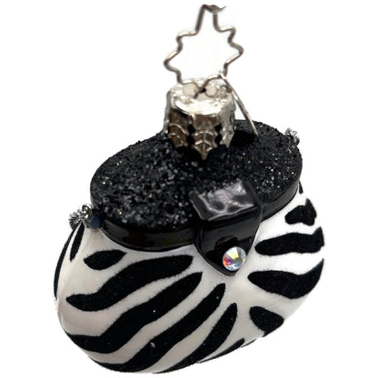 Christopher Radko Viva La Mode Zebra Purse Handbag Christmas Ornament 1012039