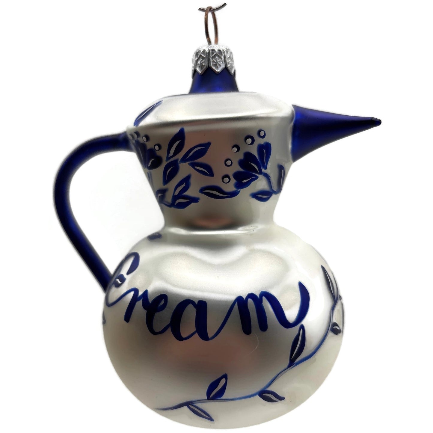 Patricia Breen Sweet Cream Pearl Flower Blue Spout Spring Christmas Ornament