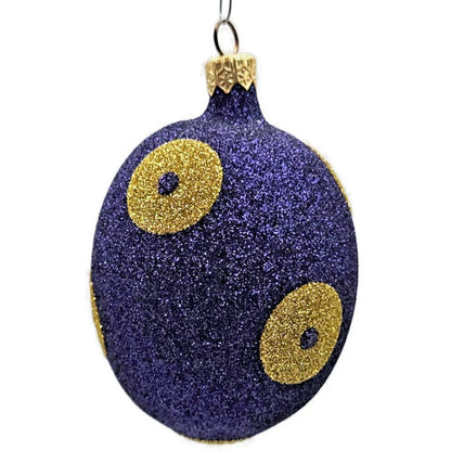Patricia Breen Egg Purple Gold Polka Dot Glitter Easter Christmas Tree Ornament