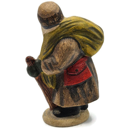 Vaillancourt Belsnickel in Brown Coat with Switches Stick Christmas Chalkware