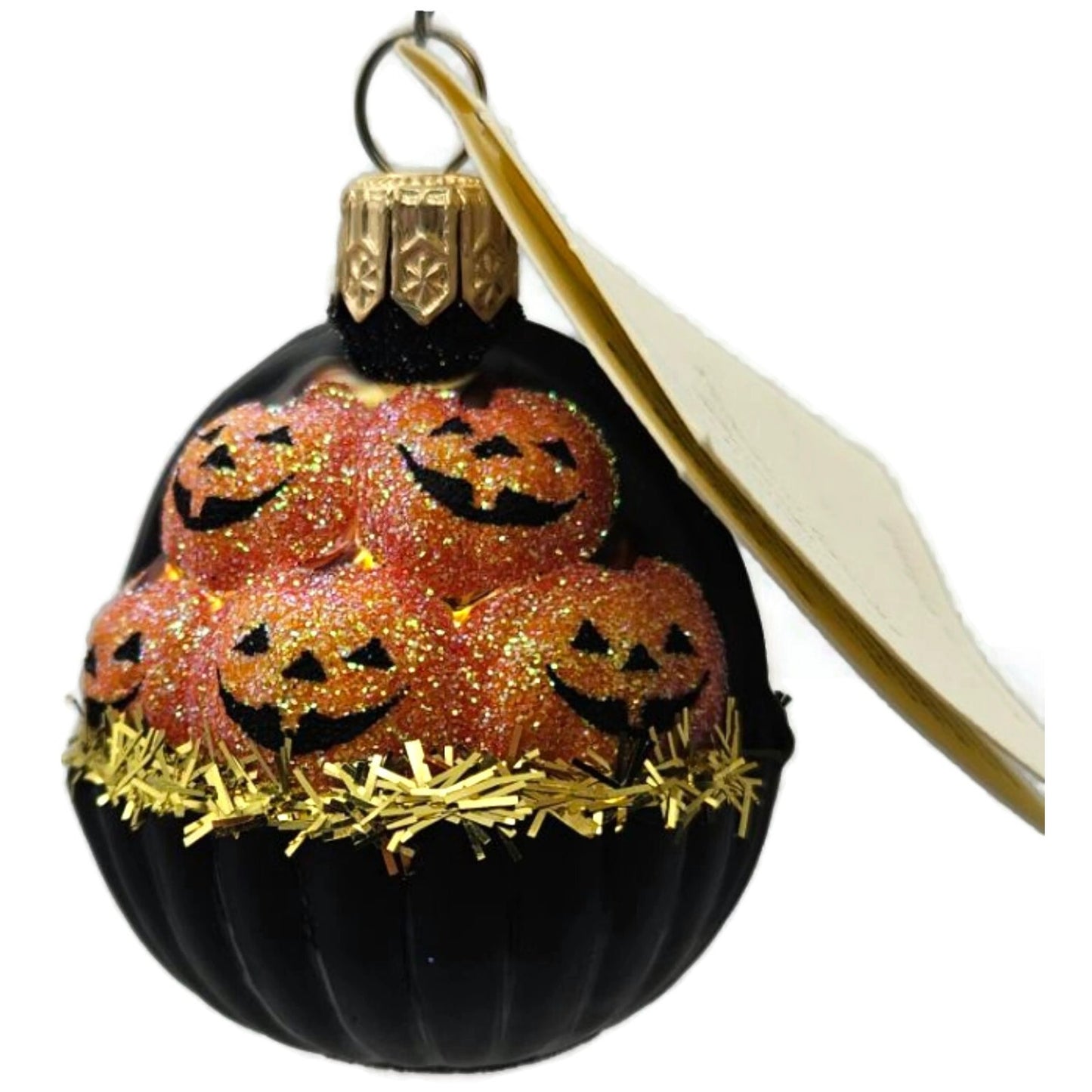 Patricia Breen Halloween Ornament Pumpkin Basket Black Matte Jack O Lanterns