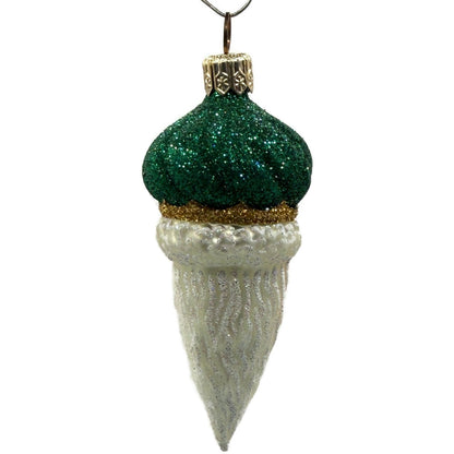 Patricia Breen Miniature Minsk Santa Head Green Hat Christmas Tree Ornament 2152