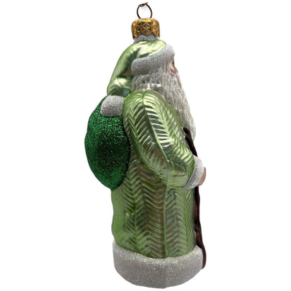 Patricia Breen Santa of the Mead Green White Trim Christmas Tree Ornament