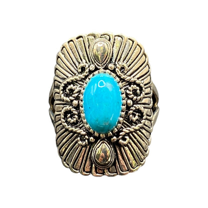 BBJ Ring Sleeping Beauty Turquoise Gemstone Oval 925 Sterling Silver Size 8