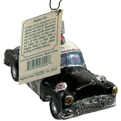 Police Car Ornament OWC Black White Old World Christmas Holiday Tree Decoration