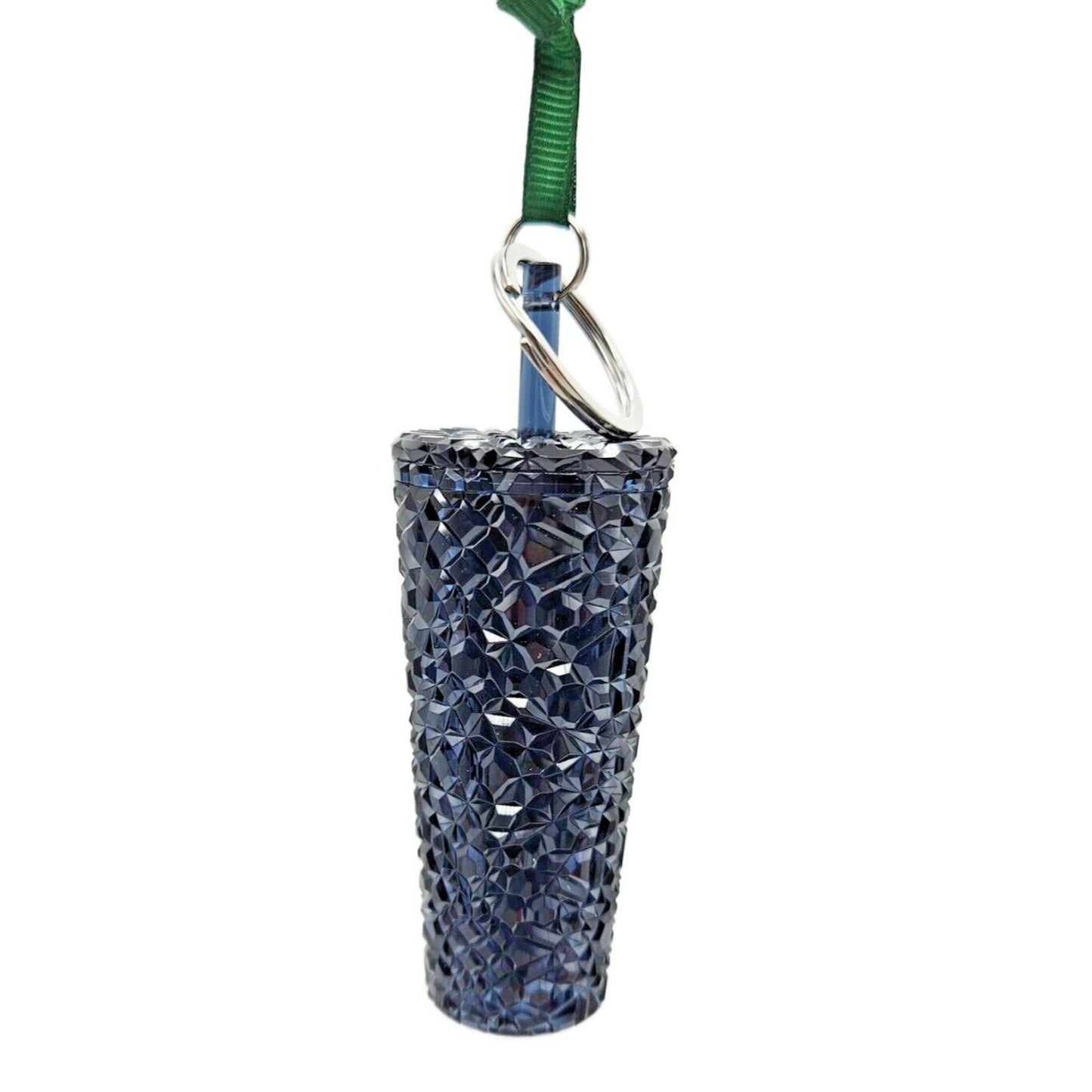 Starbucks Key Chain Gemstone Navy Blue Cold Cup Tumbler Christmas Tree Ornament