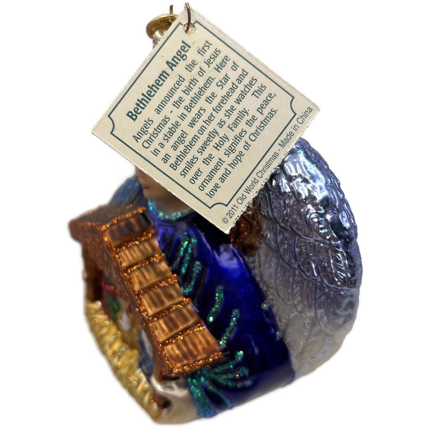 Bethlehem Angel Nativity Merck Family Old World Christmas Blue Holiday Ornament