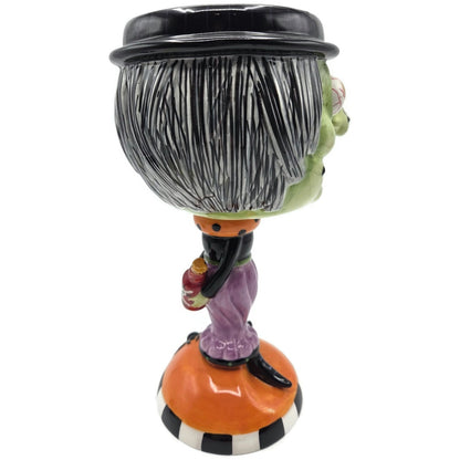 Department 56 Halloween Witch Google Eye Goblet Ceramic Candy Dish Party Decor