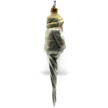 Christopher Radko Frosted Santa Icicle Silver Glass Christmas Ornament 95-143-0