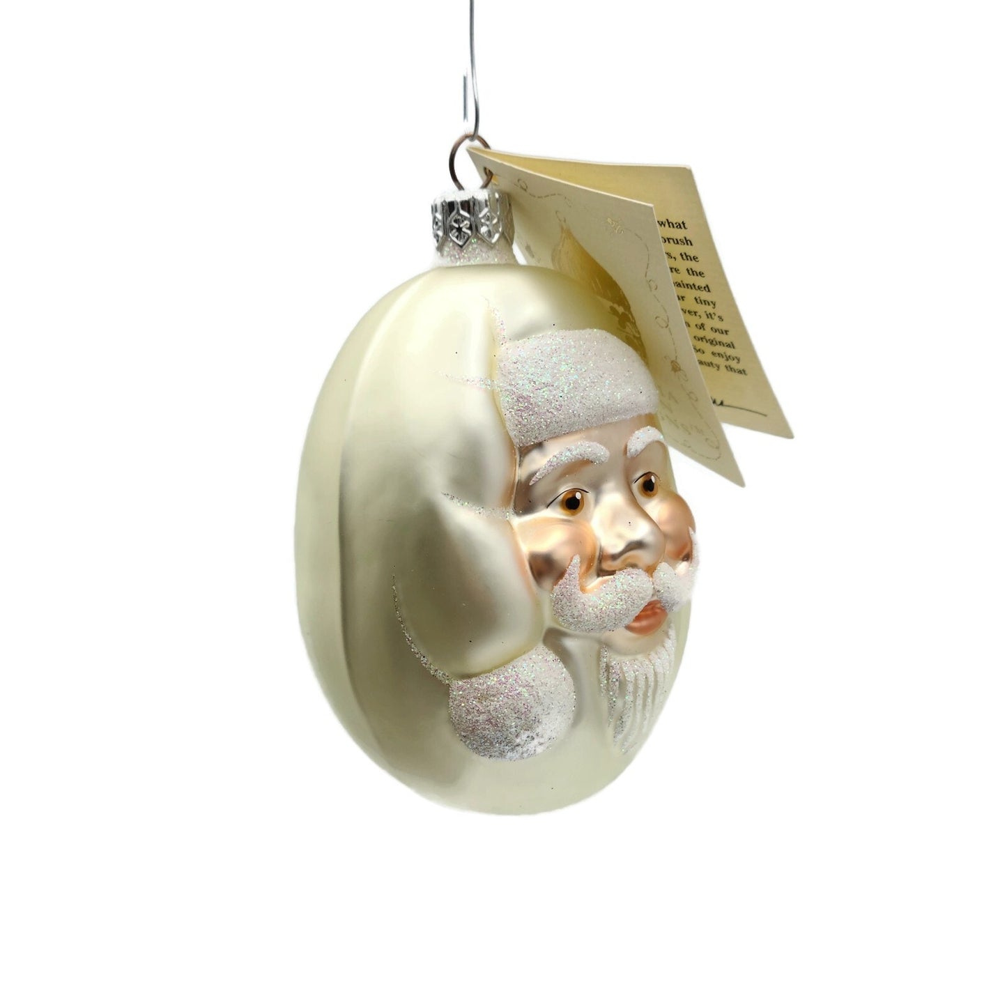 Patricia Breen Jelly Bean Santa Claus Pearl White Matte Christmas Tree Ornament