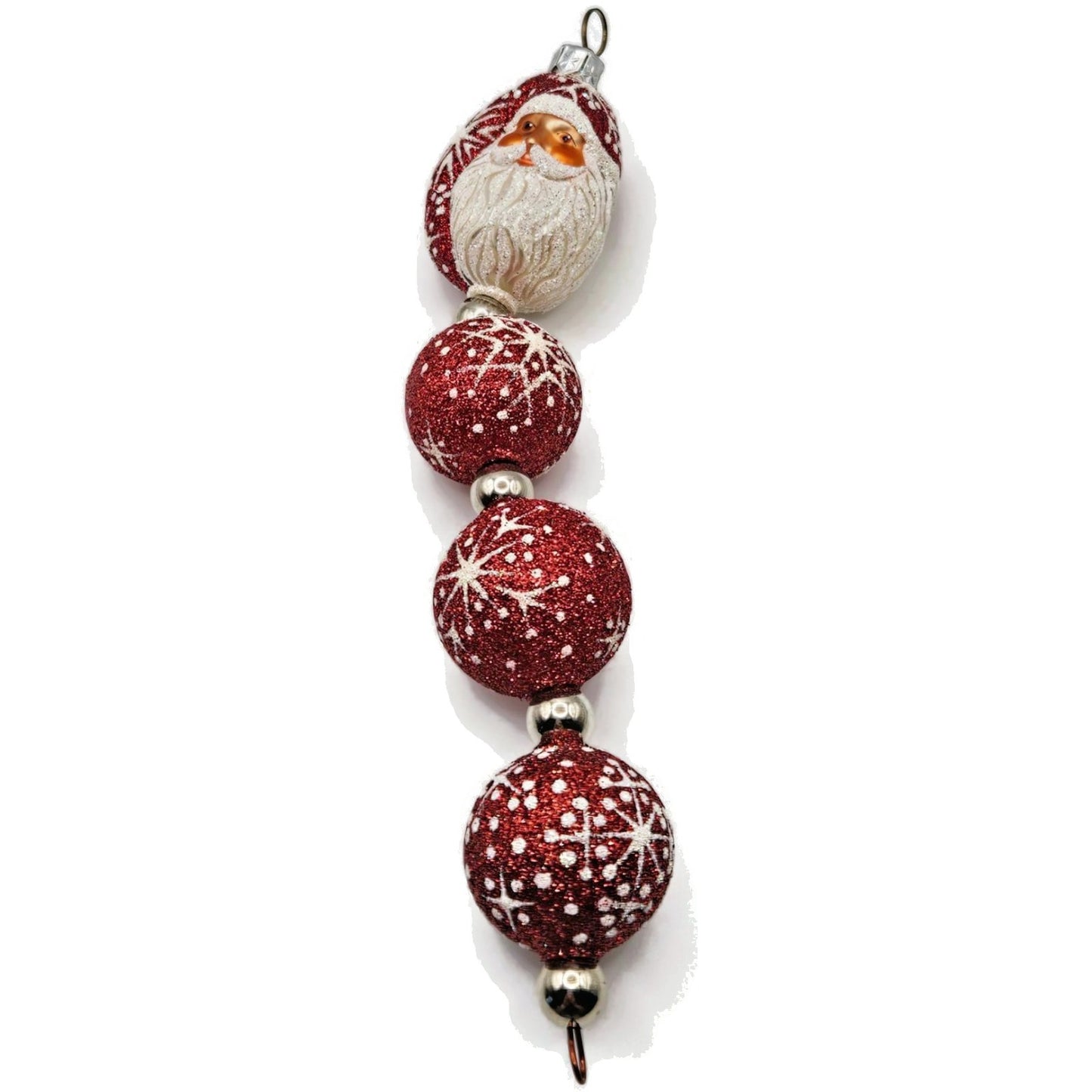 Patricia Breen Santa Claus Kinetic Icicle Red Snowflakes Christmas Tree Ornament