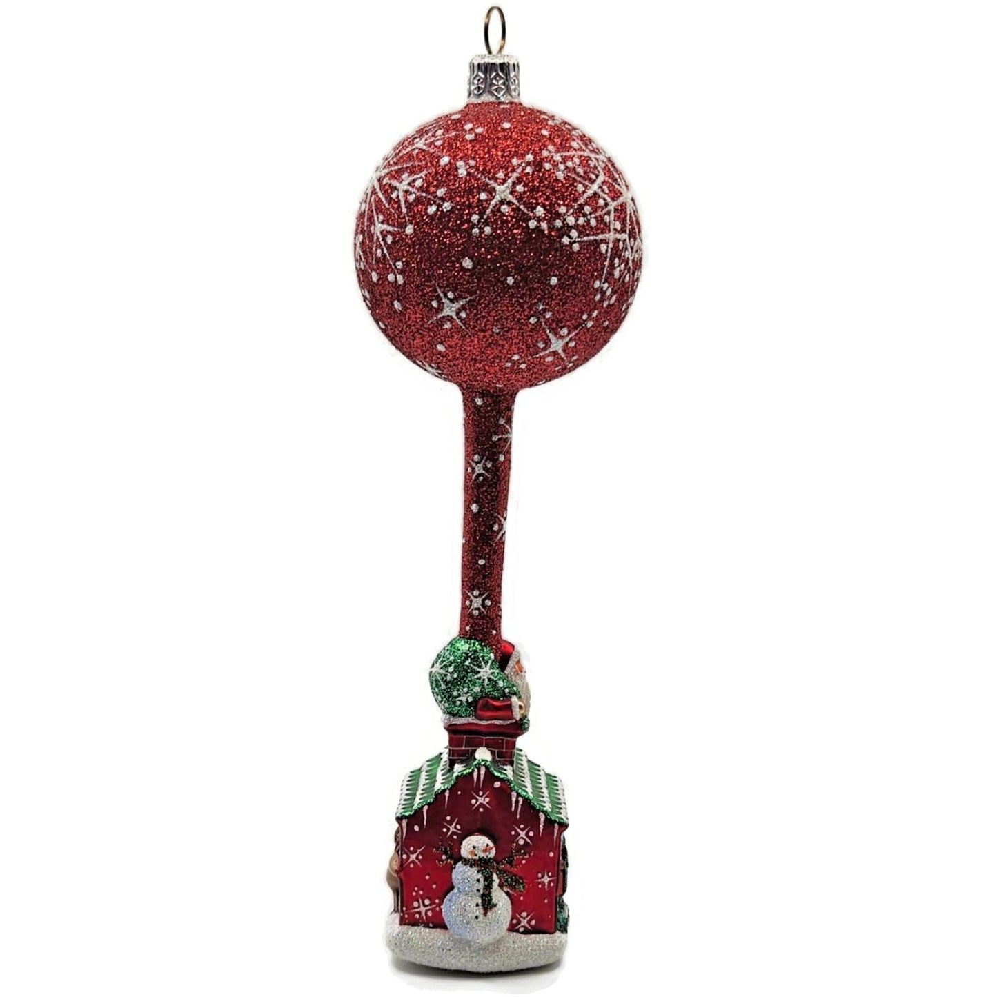 Patricia Breen Hes Here Red Santa Claus Snowflakes House Christmas Tree Ornament