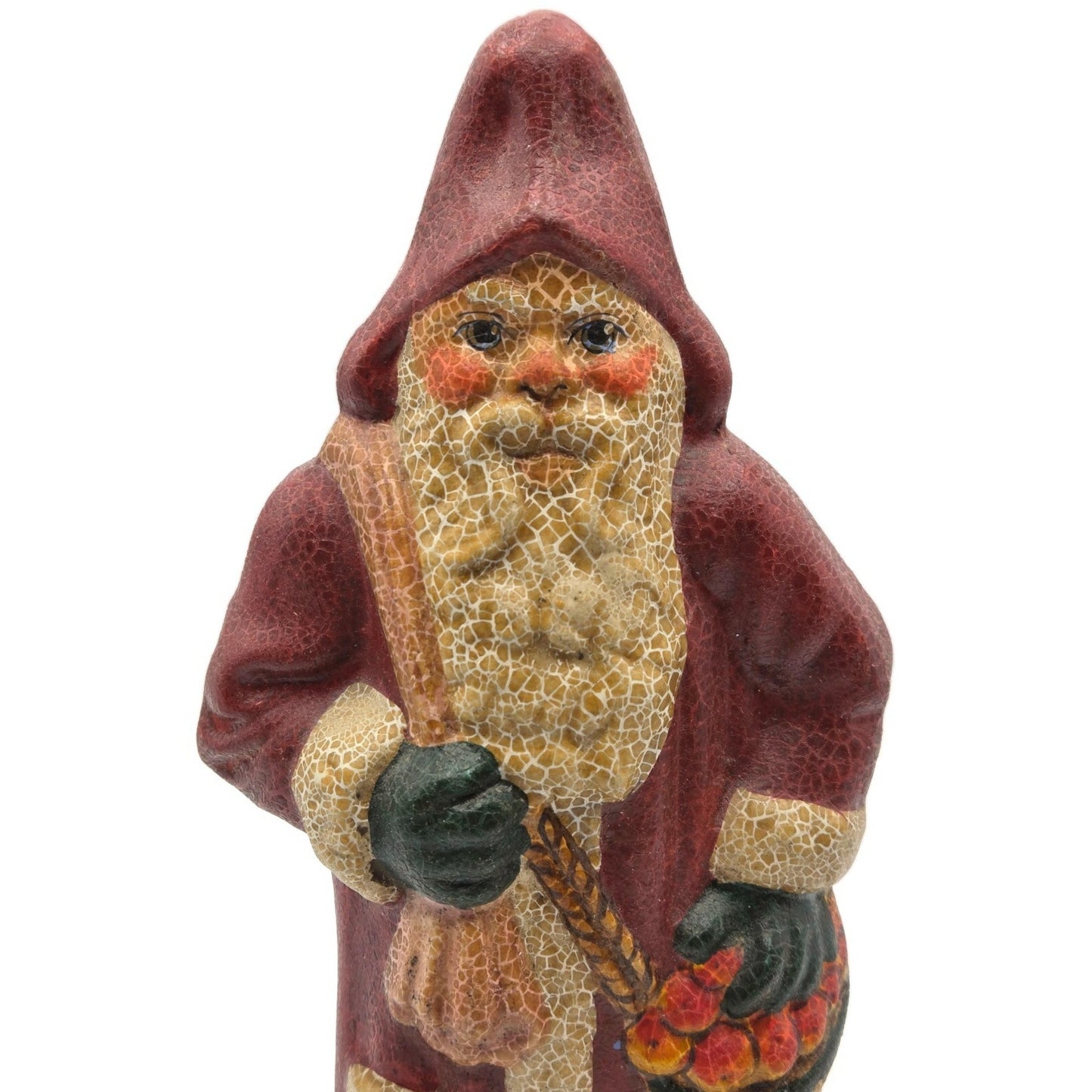 Vaillancourt Folk Art Country Home Red Father Christmas Sack Of Apples Figurine