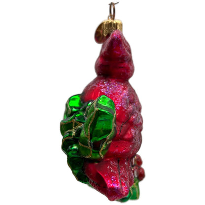 Christopher Radko Holiday Perch Cardinal Holly Glass Christmas Ornament 00-994-0