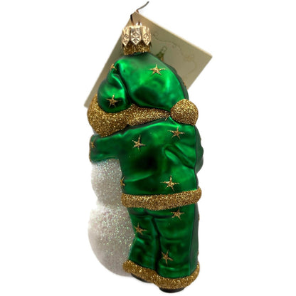 Patricia Breen Friends Green Gold Stars Santa Snowman Christmas Tree Ornament