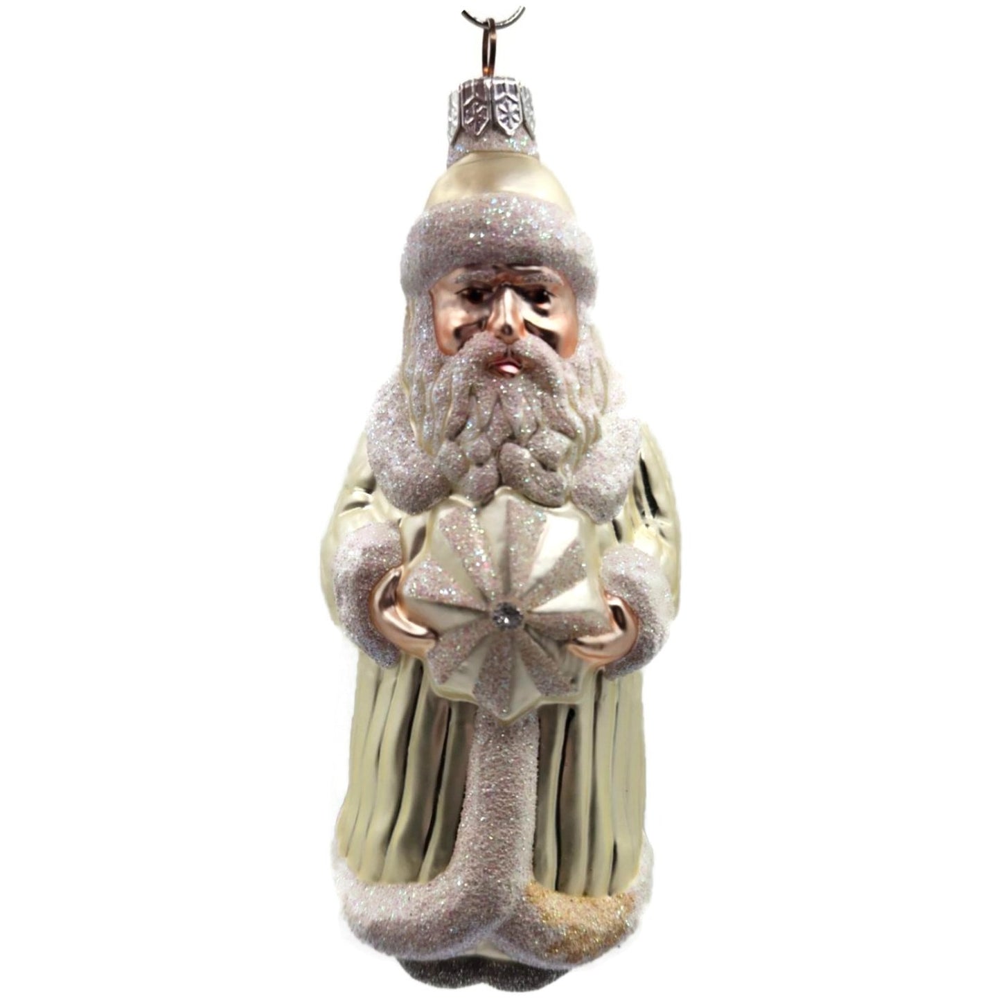 Patricia Breen Snowflake Santa Claus Pearl Glittered Christmas Tree Ornament