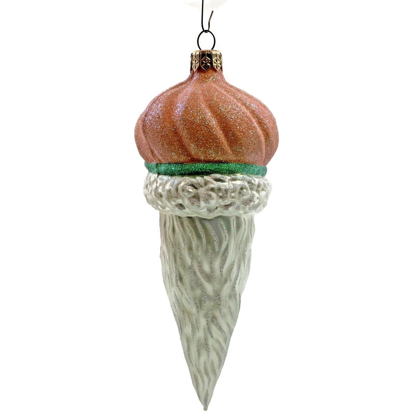 Patricia Breen Minsk Santa Claus Head Tangerine Glitter Christmas Tree Ornament