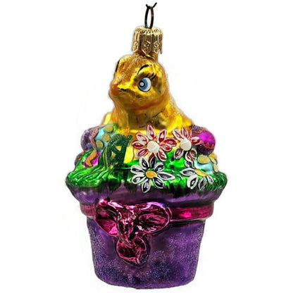 Christopher Radko Spring Derby Chick in a Hat Basket Easter Ornament 982900