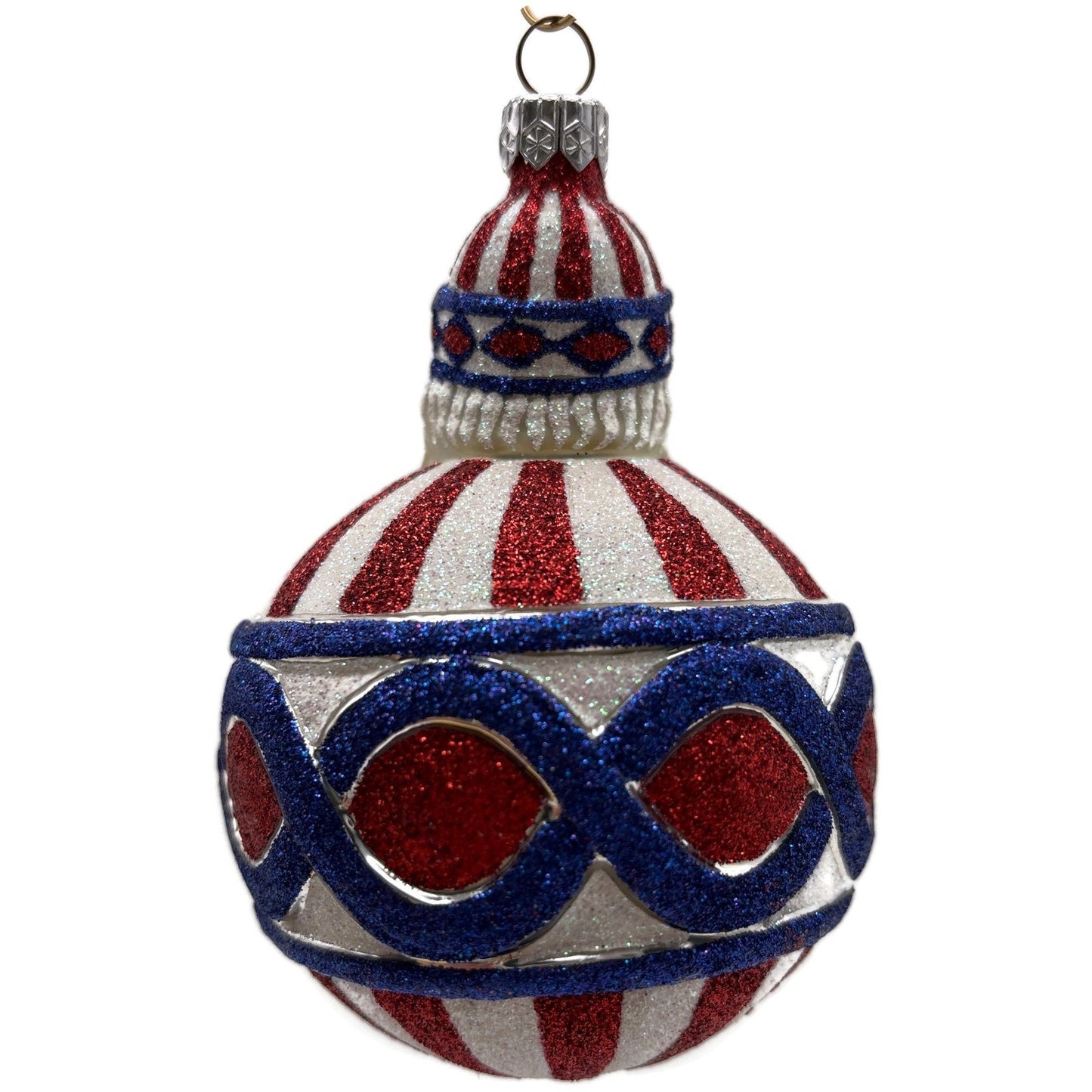 Patricia Breen Hollstrom Santa Patriotic Striped Christmas Tree Ornament NM