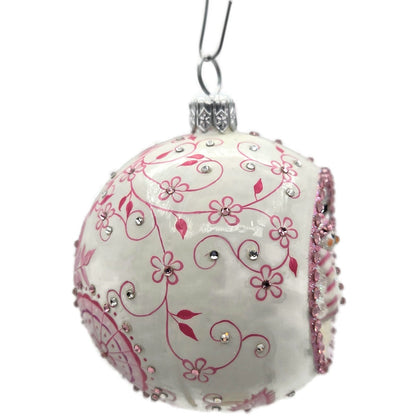 Patricia Breen Objet Du Noel Snowman Chinoiserie Pink Christmas Ornament CATZ