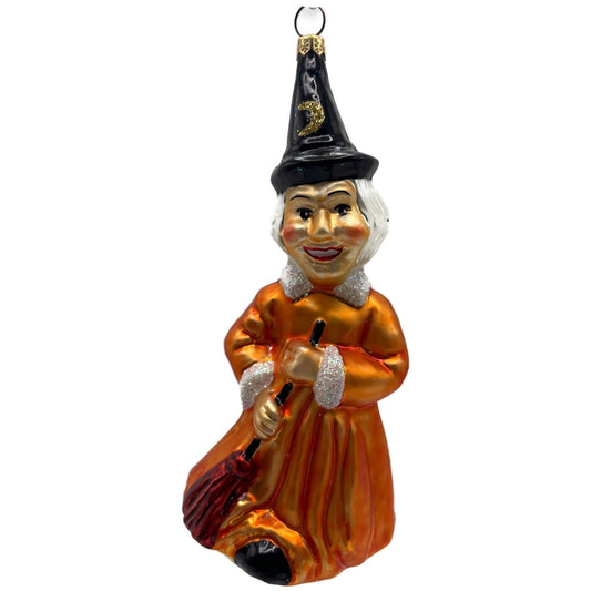 Christopher Radko Bea Witched Broomstick Orange Halloween Ornament 96-205-0