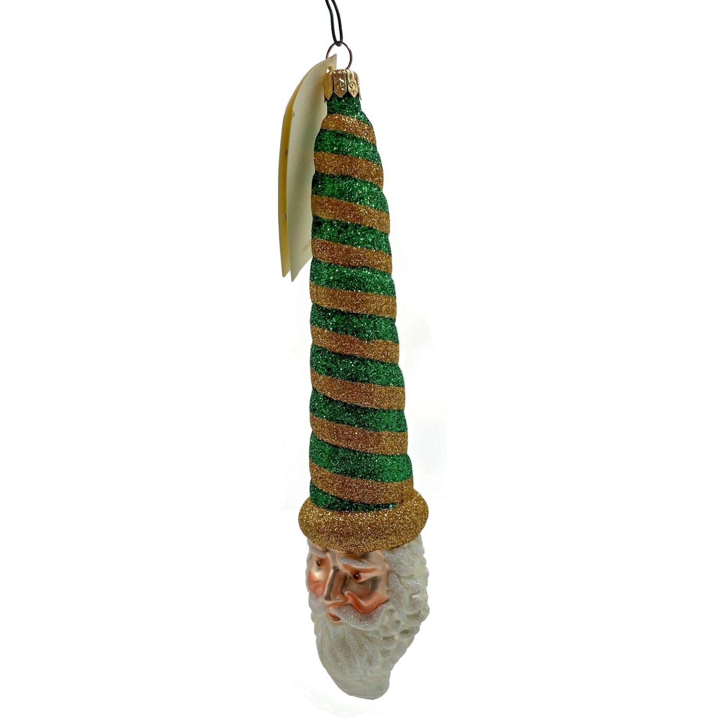 Patricia Breen Ornament Sucre Santa Green Gold Striped Christmas Holiday Tree