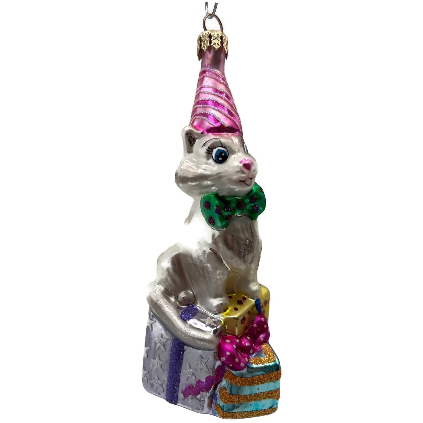 Christopher Radko Party Puss Cat Gifts Easter Christmas Tree Ornament 01-0403-0