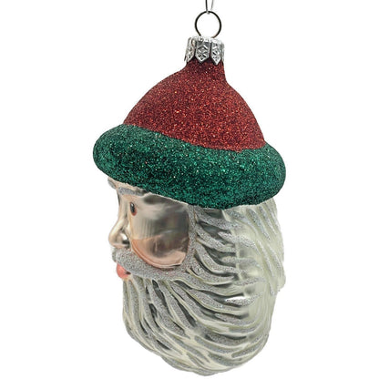Patricia Breen Blow Ye Winds Red Green Trim Santa Head Christmas Tree Ornament