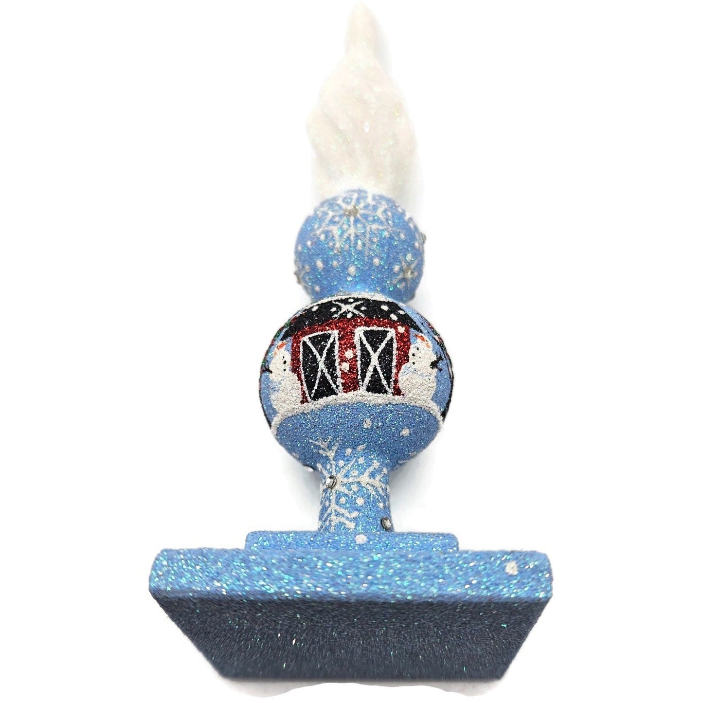 Patricia Breen Ultra Miniature Finial Red Barn Snowman Christmas Ornament HCB