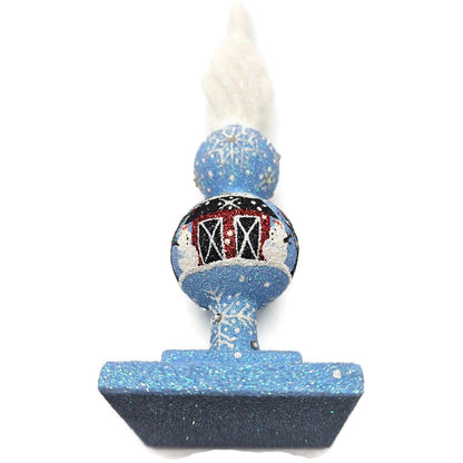 Patricia Breen Ultra Miniature Finial Red Barn Snowman Christmas Ornament HCB