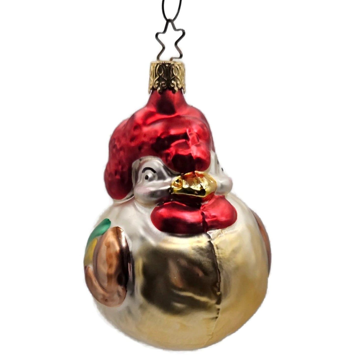 Inge Glas Proud Rooster Old World Christmas Hand Blown Glass Holiday Ornament