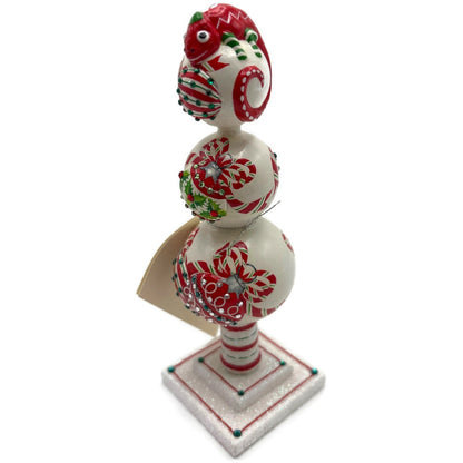 Patricia Breen Miniature Chameleon Finial Red White Jeweled Christmas Decoration