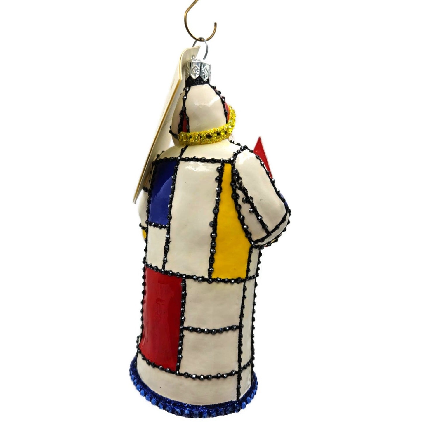 Patricia Breen De Stijl Santa Red Yellow Blue Art Crystals Christmas Ornament