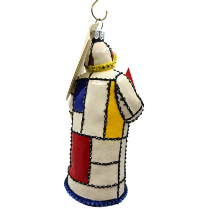 Patricia Breen De Stijl Santa Red Yellow Blue Art Crystals Christmas Ornament