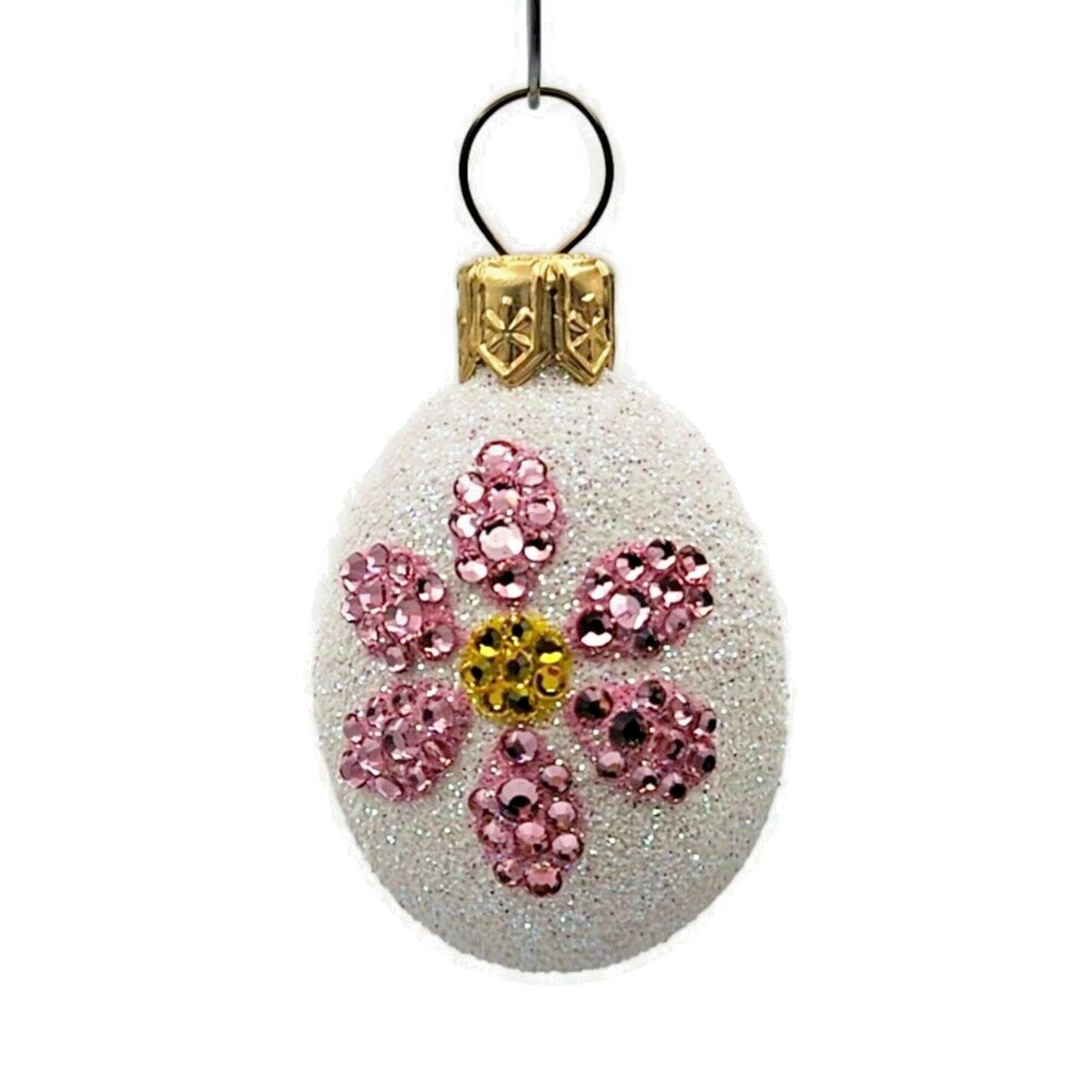 Patricia Breen Miniature Egg Jeweled Daisy Pink Easter Holiday Tree Ornament