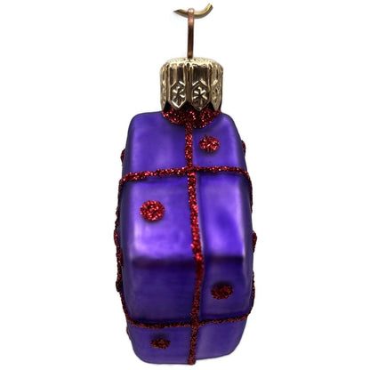 Patricia Breen Beribboned Present Purple Red Polka Dots Gift Christmas Ornament