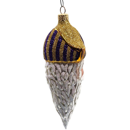 Patricia Breen Pirate Rex Gold Purple Striped Nautical Christmas Ornament OOAK