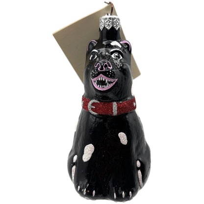 Patricia Breen Laughing Dog Black Fangs Sitting Pet Christmas Tree Ornament