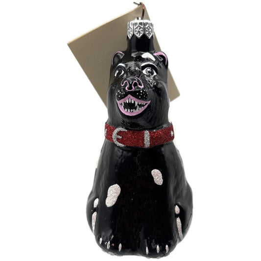 Patricia Breen Laughing Dog Black Fangs Sitting Pet Christmas Tree Ornament