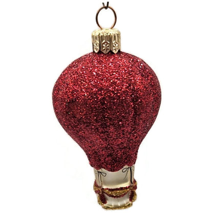 Patricia Breen Balloon Red Glittered Hand Blown Glass Christmas Tree Ornament