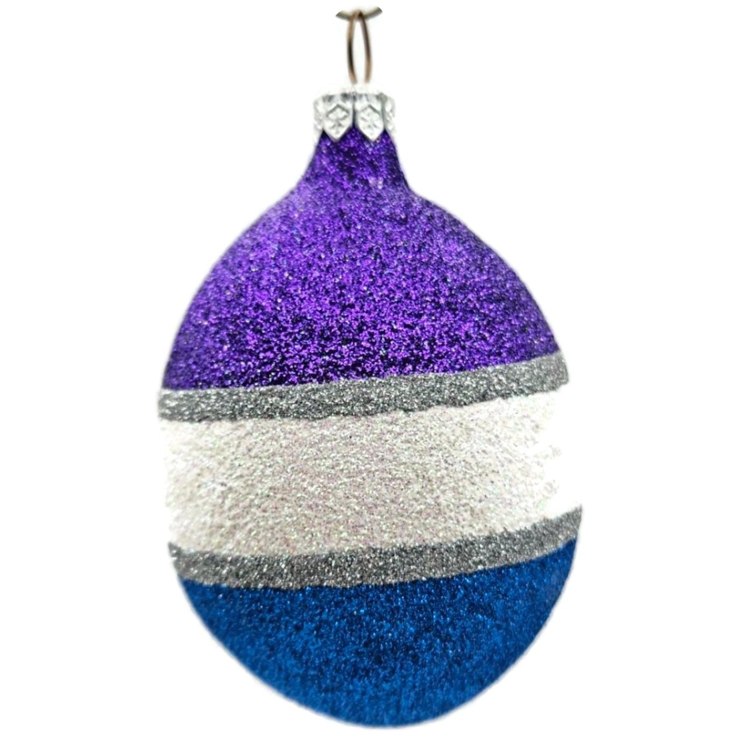 Patricia Breen Egg Blue White Purple Striped Easter Christmas Tree Ornament TCS