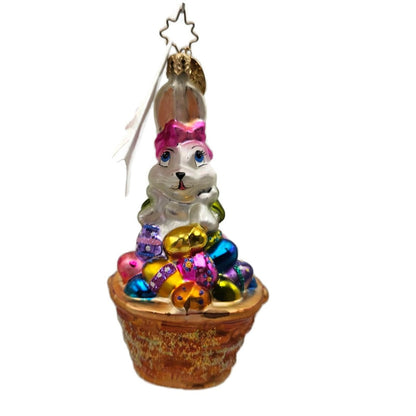 Christopher Radko Bunny Flirt Easter Bunny Egg Basket Ornament 02-0230-0