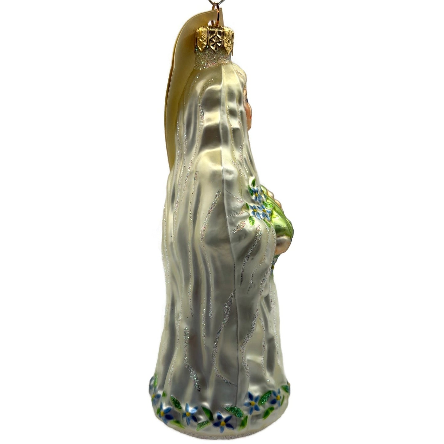 Patricia Breen Bountiful Madonna Flowers Pearl White Christmas Tree Ornament