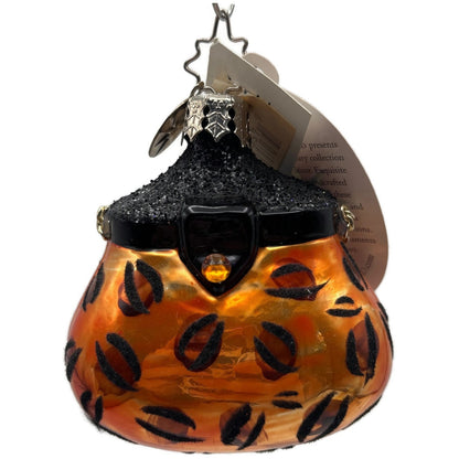 Christopher Radko Viva La Mode Leopard Print Purse Christmas Ornament 1012039