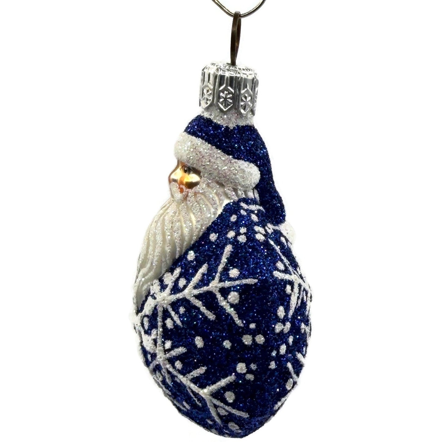 Patricia Breen Snowflake Noel Blue Santa Claus Hexagon Christmas Ornament 2257