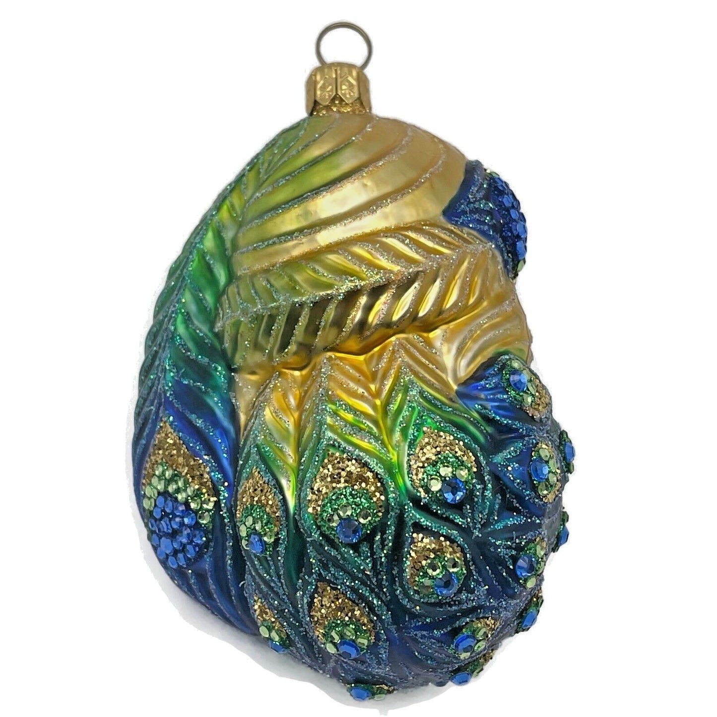 Patricia Breen Henrys Santa Claus Head Peacock Christmas Holiday Ornament