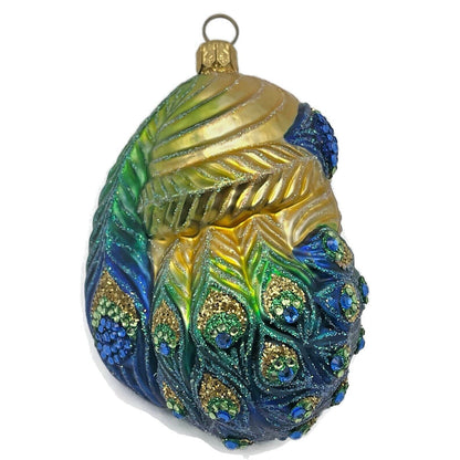 Patricia Breen Henrys Santa Claus Head Peacock Christmas Holiday Ornament