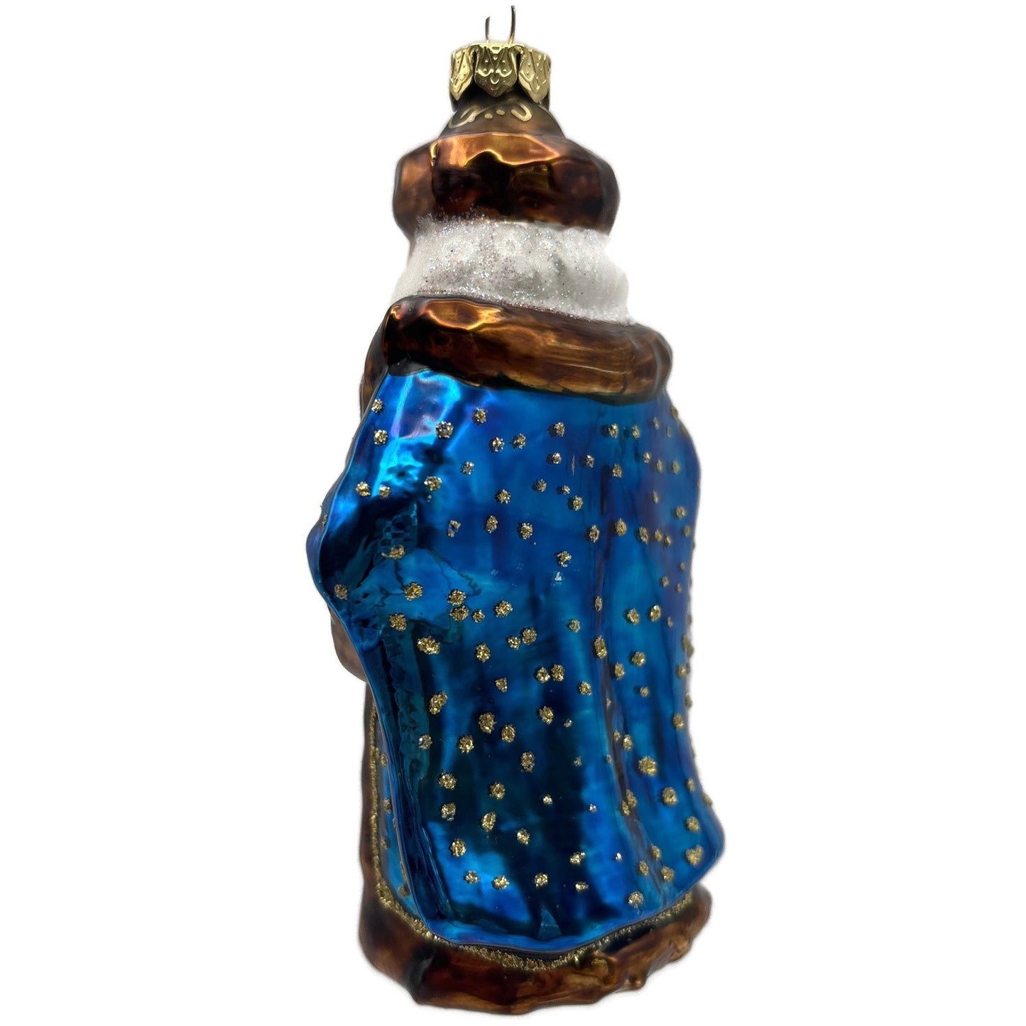 Santa Claus with Staff Blue Robe Gold Stars Christmas Tree Ornament