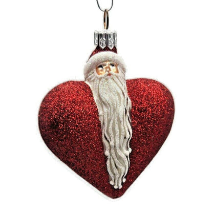 Ornament Patricia Breen Santa du Coeur Red Valentines Heart Glittered Holiday