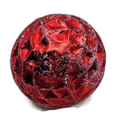 Christopher Radko Waffle Ball Red Glittered Christmas Holiday Ornament 96-133-0